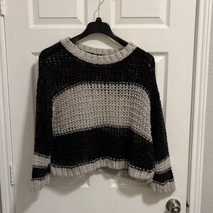 Free People Black and Gray Knit Sweater